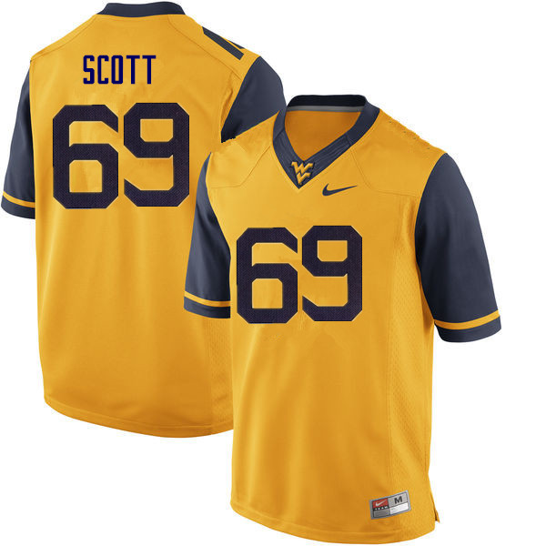 Men #69 Blaine Scott West Virginia Mountaineers College Football Jerseys Sale-Yellow